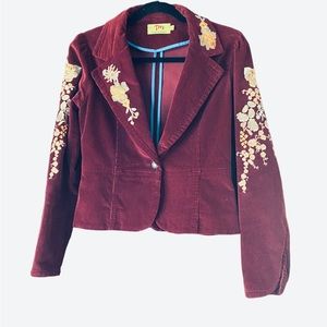 True Meaning Embroidered corduroy jacket Small